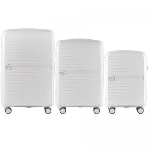 WINGS DQ181 Zestaw 3 walizek podróżnych L,M,S Porcelain White 100% POLIPROP