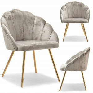 Eleganckie Krzesło W Kształcie Muszli Lisa Chair Platynowe Złota Podstawa