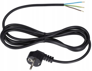Przewód kabel z wtyczką kątową 3x1 5m czarny