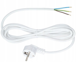 Przewód kabel z wtyczką kątową 3x1,5 3m biały