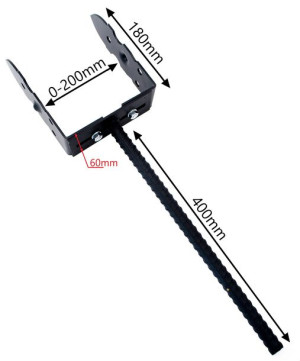 Wspornik słupa regulowany OZDOBNY CZARNY (pręt 40cm)