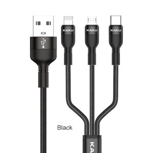 Kabel 3w1 (USB Typ C + iPhone Lightning + Micro USB) 3,2A 1m KSC-436