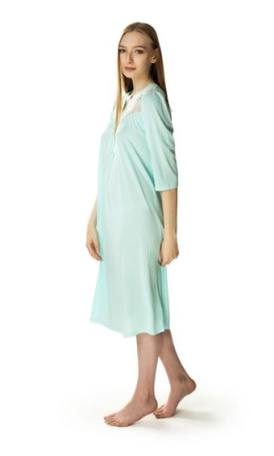 Długa Koszula Nocna Diana Ładny Dekolt Mięta R.58