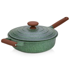 Patelnia granitowa głęboka z pokrywką do smażenia duszenia OMEGA 28 cm 4,5l