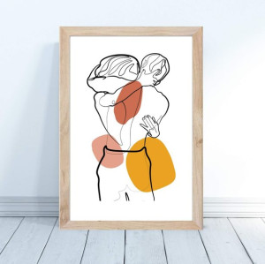 Plakat para miłość linia w ramie 30x40cm prezent