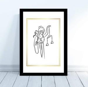 Plakat Prawnik Temida Złoto Waga 30x40cm prezent