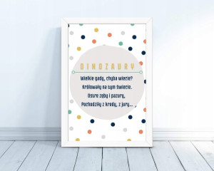 Dinozaur Plakat Chłopiec Pokój Dziecięcy 30x40cm