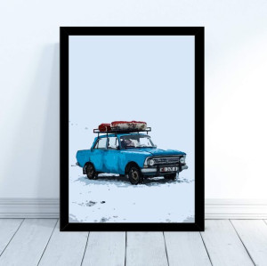 Plakat 'Samochód Zima' w ramie 30x40cm prezent