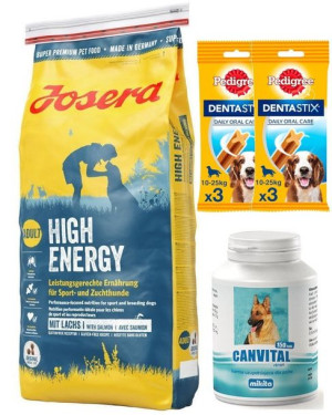 JOSERA High Energy 15kg + Canvital + 2x DentaStix