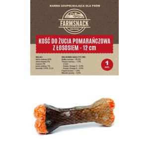 FarmSnack Kość do żucia pomarańczowa z łososiem 12cm