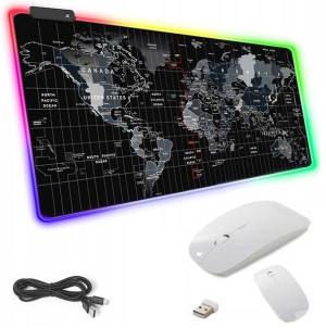 Mysz Myszka Bezprrzewodowa + Podświetlana Podkładka Mapa Led 40x90