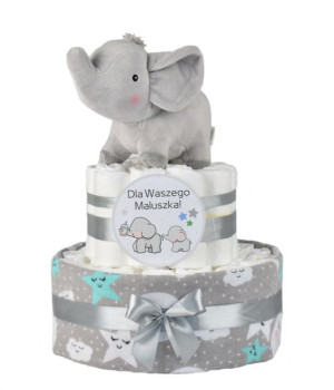 TORT z pampersów pieluch pieluszek dla niemowlaka prezent na Chrzest Święty