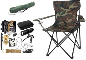 Krześło Wędkarskie Turystyczne + Zestaw Survivalowy + Gratis