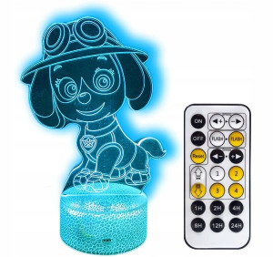 Lampka Nocna PSI PATROL SKYE 3D Led Usb/Baterie + Pilot RGB