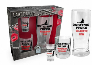 NIEZBĘDNIK KAWALERSKI-zestaw: szklanka do piwa 400ml, szklanka do whisky 27