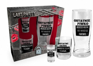 NIEZBĘDNIK KAWALERSKI-zestaw: szklanka do piwa 400ml, szklanka do whisky 27
