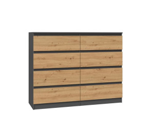 Komoda Malwa M8 120 - Antracyt / Dąb Artisan