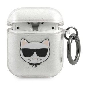 Karl Lagerfeld etui do Airpods KLA2UCHGS srebrne Glitter Choupette