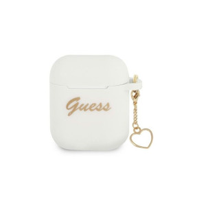 Guess etui do Airpods / Airpods 2 GUA2LSCHSH białe Silicone Heart Charm