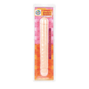 Dildo-double Header 12"""""""" White Jr Vein