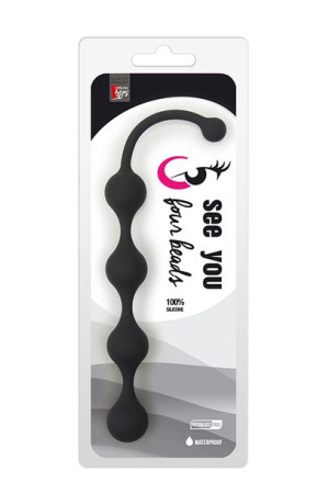 Silikonowa sonda analna - kulki analne czarne 23 cm