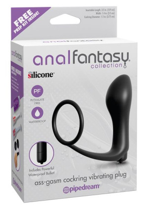 Plug-ass Gasm Cockring Plug Black