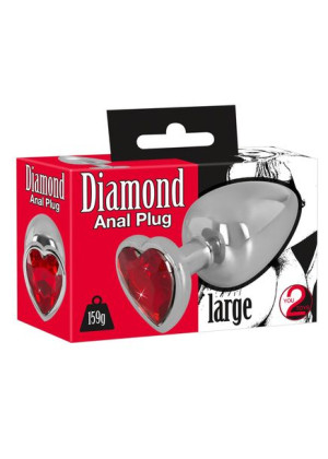 Korek analny metalowy plug kamień serce 9cm