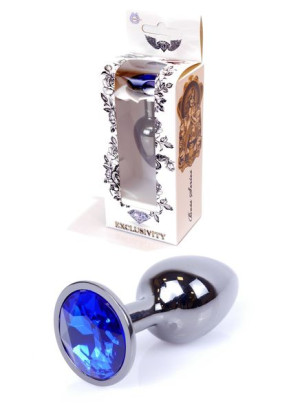 Plug korek analny stalowy z kryształem 2,7cm niebieski