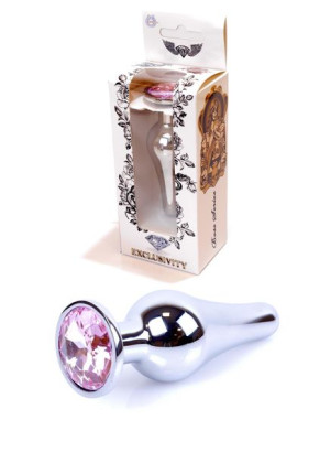 Stalowy korek analny wąski plug metal diament 9cm różowy