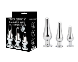 Diamond king 3 - butt plug 3 pack set white stone
