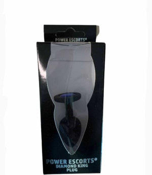 Plug-Diamond King Butt Plug - Silicone Black Large Dark Blue