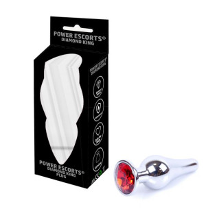 Plug-Diamond King Butt Plug - Metal Medium Red