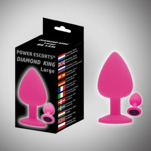 Plug-Diamond King Large -Butt Plug-Pink/Pink Stone