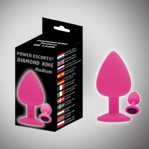 Plug-Diamond King Medium -Butt Plug-Pink/Pink Stone