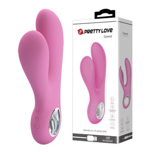 Wibrator z masażerem łechtaczki królik wypustki 17cm USB 7 trybów różowy