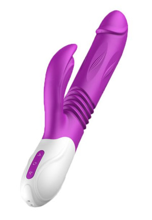 Wibrator z masażerem łechtaczki pompowany posuw 24cm