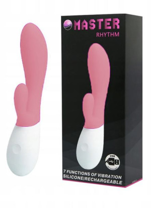 Wibrator z masażerem łechtaczki 2 silniki 19cm 7trybów USB różowy
