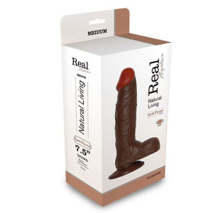 Realistyczne dildo z jądrami pilotem brązowy 19 cm