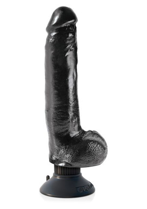 Wibrator-COCK WITH BALLS BLACK 9 INCH