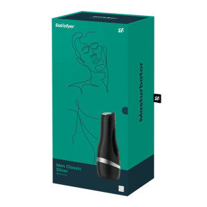 Masturbator Satisfyer Men cyberskóra ssanie penisa czarny + srebrny