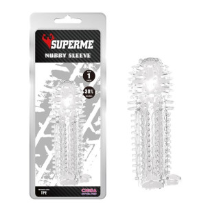 Stymulująca Nakładka Wypustki Nubby Sleeve-Clear