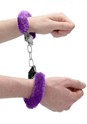 Kajdanki metalowe z futerkiem pluszem BDSM bondage