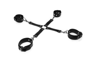 Krzyżak kajdanki skórzane z pasem krępowanie BDSM WHIPS