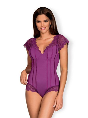 Erotyczne eleganckie body koronkowe Moketta S/M fioletowe