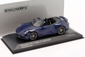 Minichamps Porsche 911, 992 Turbo S Cabriolet, 2020, niebieski