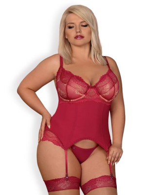 Bielizna-Rosalyne gorset i stringi czerwony XXL