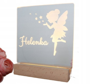 Lampka z Imieniem Dziecka Lampka Nocna LED Drewno