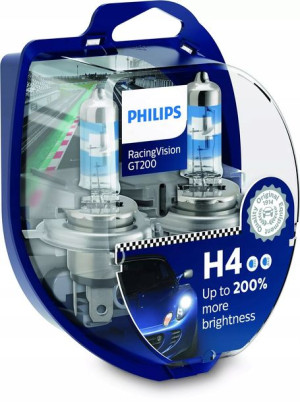 Philips Żarówki Racing Vision GT200 +200% H4 3700K