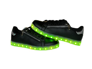 Buty Led Czarne Srebrne Wstawki Laser 7 Kolorów Podeszwy roz 36