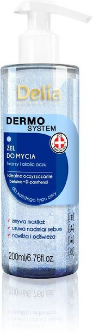 Delia Żel do mycia twarzy i oczu DERMO SYSTEM 200 ml